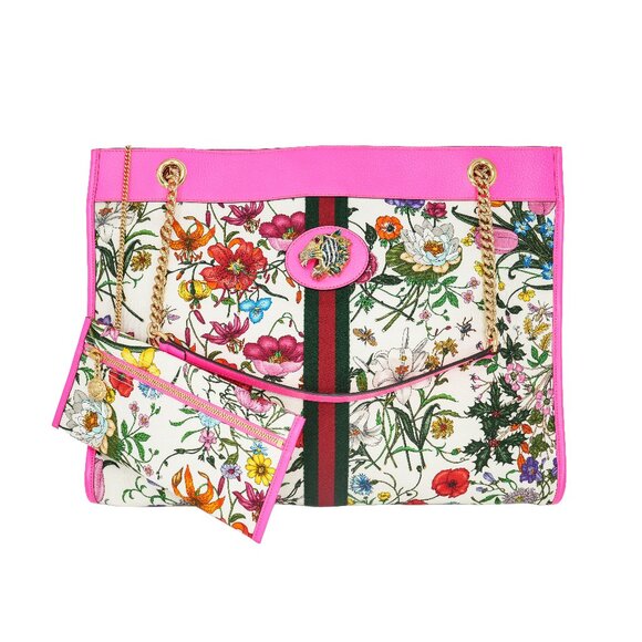 Gucci Rajah Floral Canvas Tote with Pouch - Picture 1 of 11